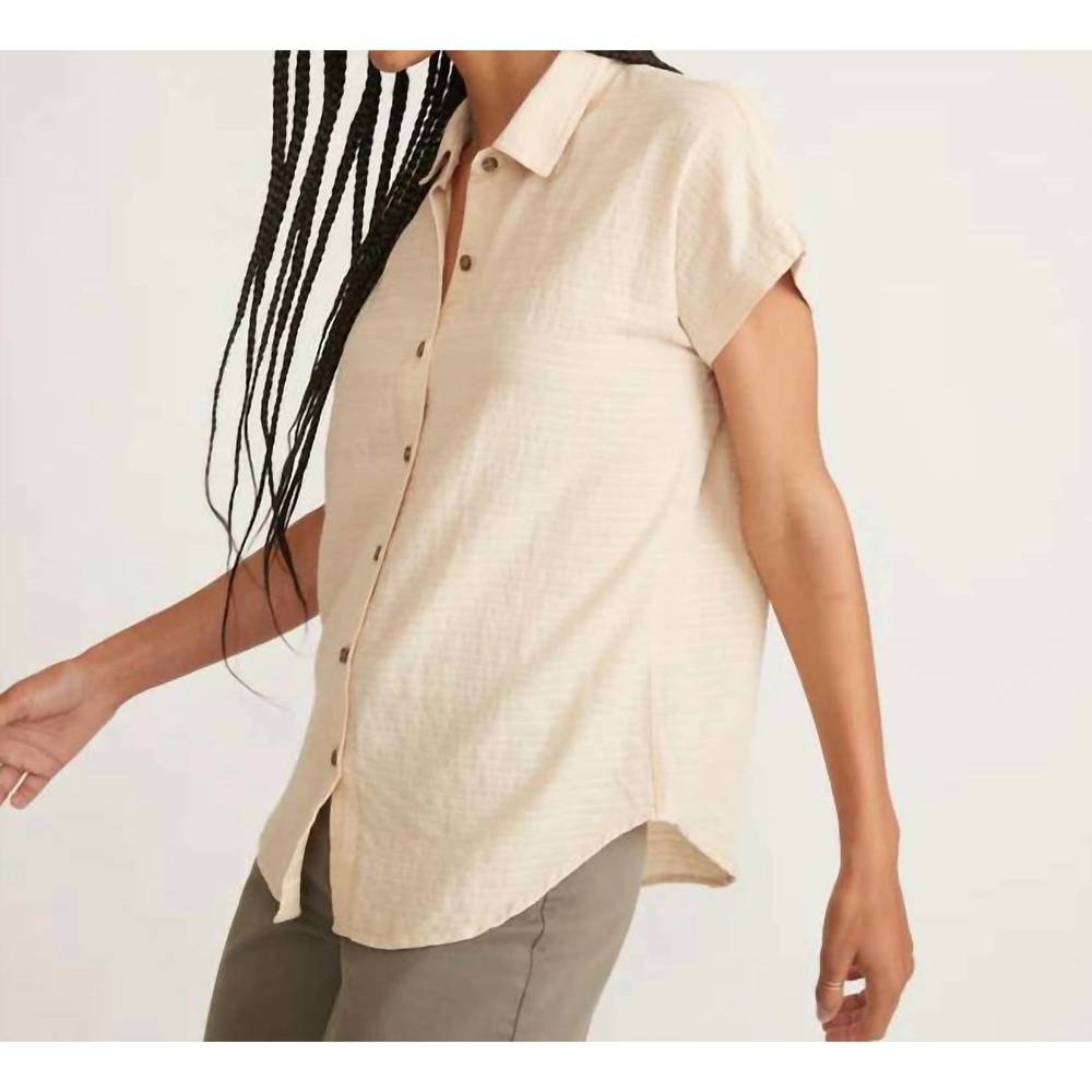 NEW MARINE LAYER dana short sleeve shirt in parchment - Picture 4 of 5